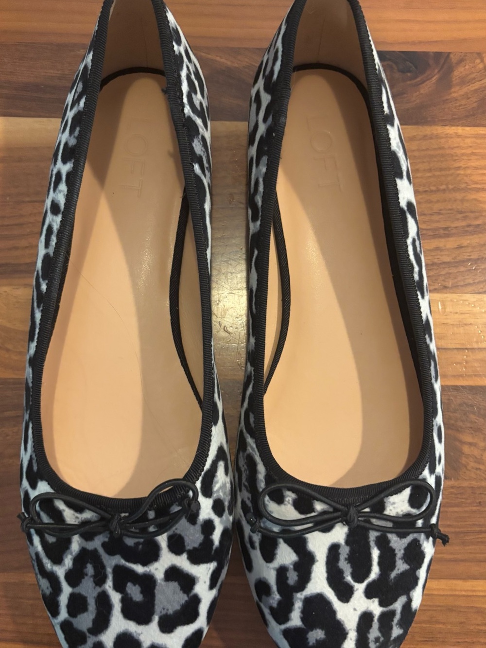 LOFT Black & White Leopard-Print Ballet Flats
